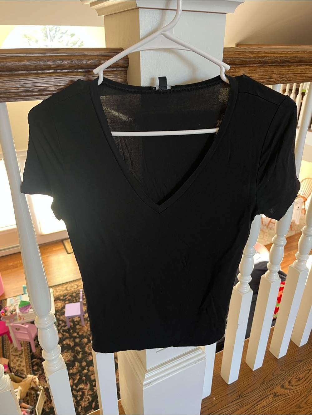 Express Black V-Neck Short Sleeve Women's Top